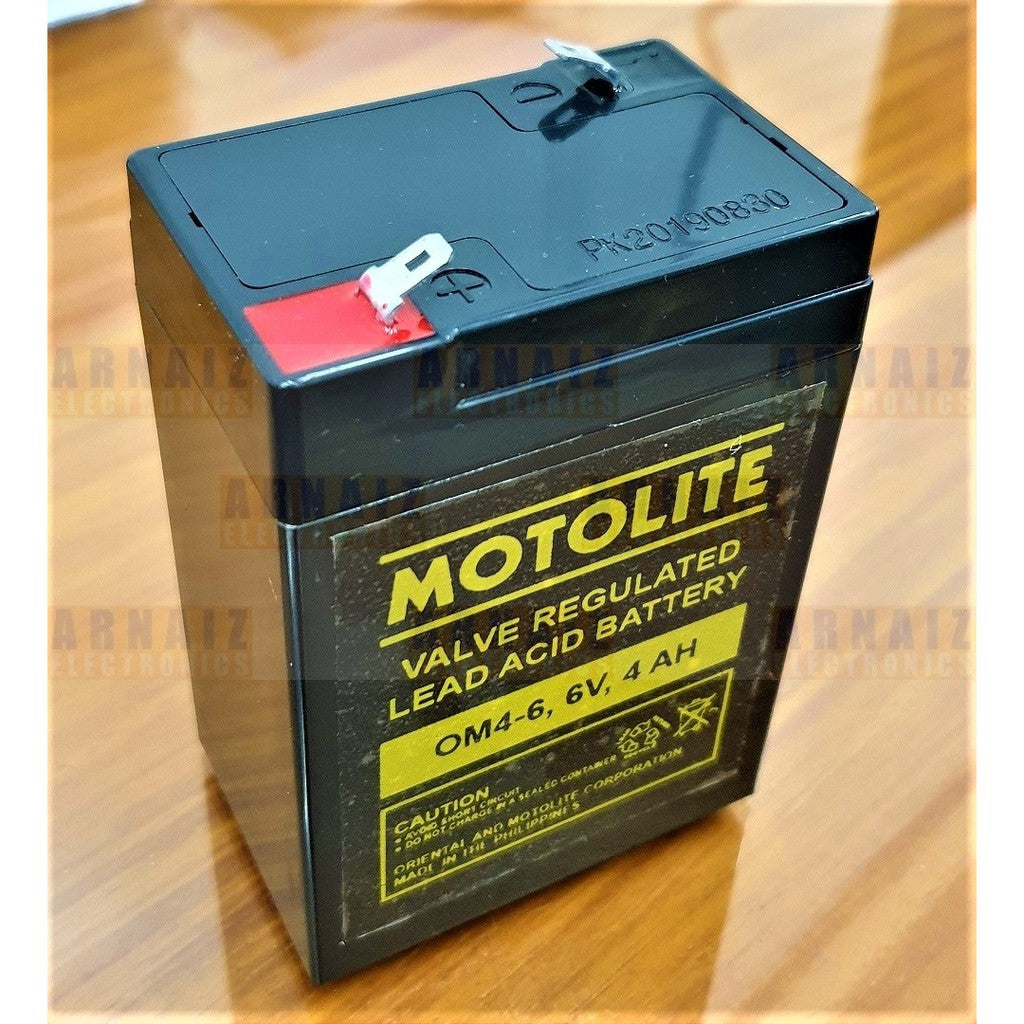 Motolite 6V 4Ah OM4-6 6 Volts 4 Ampere Rechargeable Sealed Lead Acid Battery 6v 4.5Ah Toy Car Batt