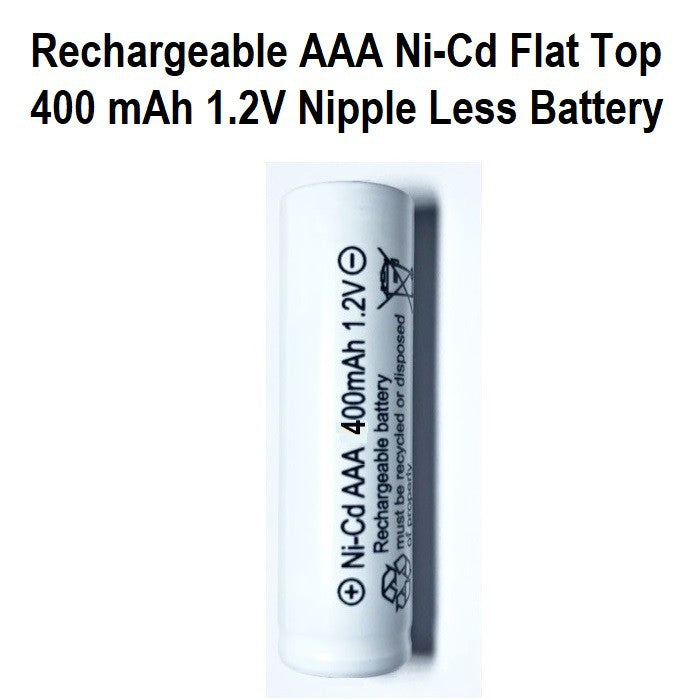 Rechargeable AAA Battery Flat Top Nipple Less Battery Ni-Cd 1.2V 400mAh AAA Batteries