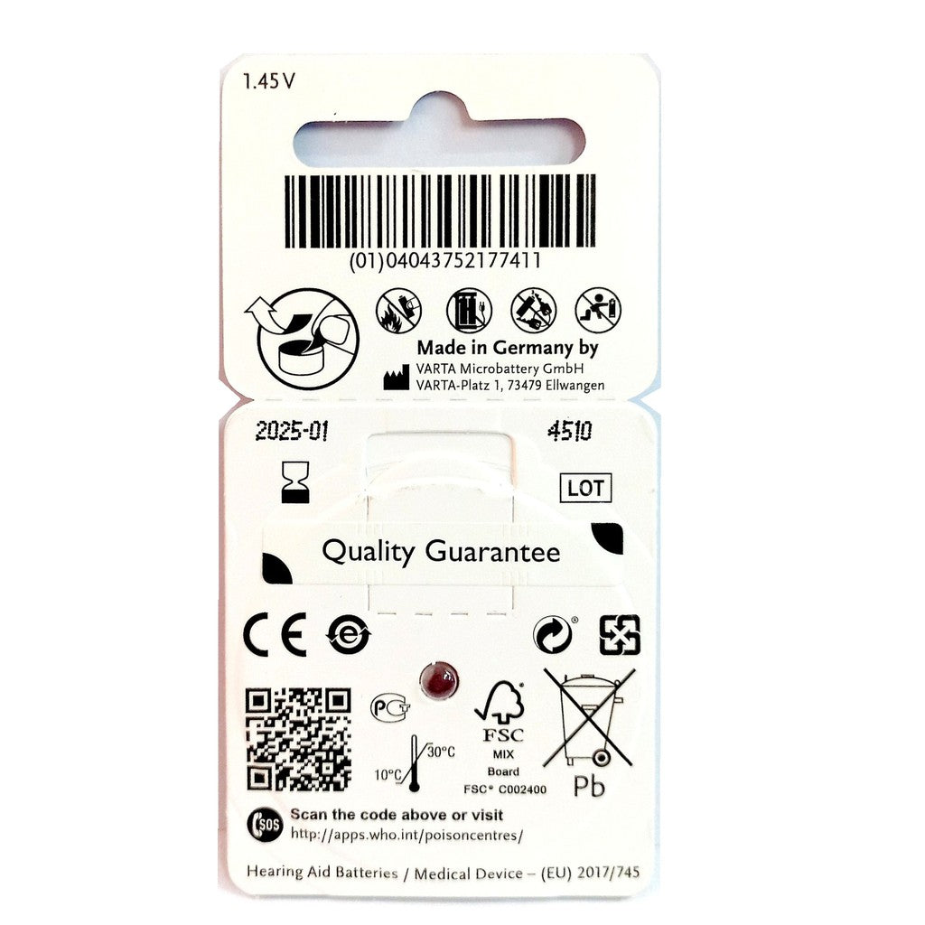 Power One Zinc Air Size 13 PR48 (6 pcs) Hearing Aid Battery Hearing Aid Batteries 1.45V A13 P13