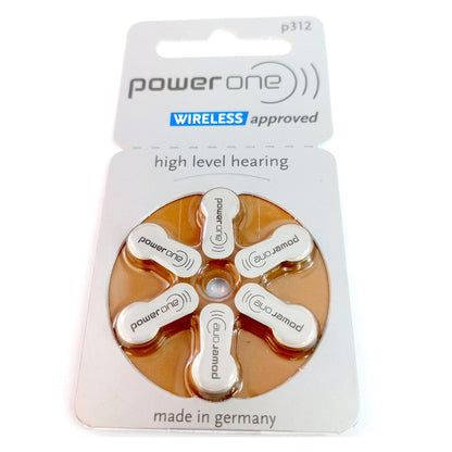 Power One Zinc Air Size 312 PR41 (6 pcs) Hearing Aid Battery Hearing Aid Batteries 1.45V A312 P312