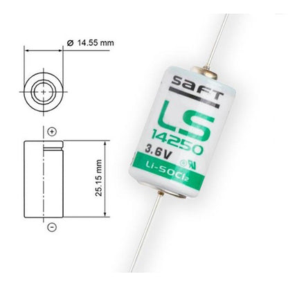 Saft LS14250CNA 3.6V 1/2AA LiSOCL2 with Axial Wires LS14250-CNA - non Rechargeable