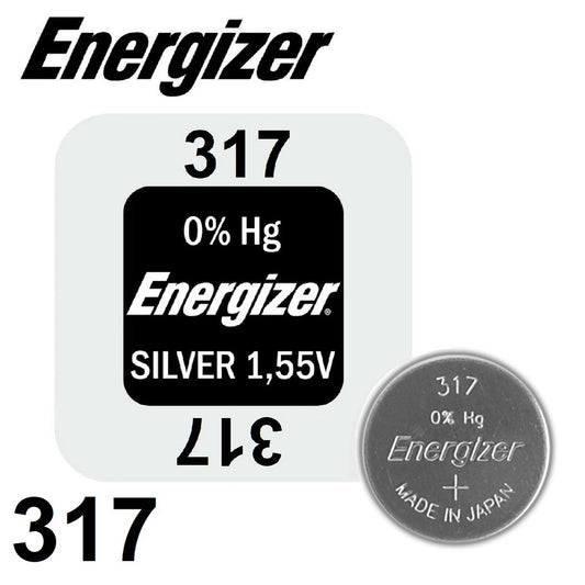 Energizer 317 SR62 (1pc) 1.55v Silver Oxide Button Cell Battery Mercury Free V317 SR516SW RW326 D317