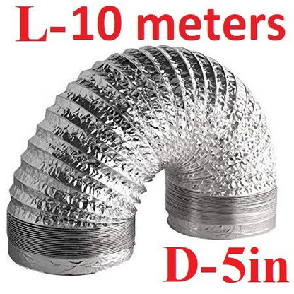 Flexible Aluminum Air Duct (10 meters) 4 5 6 8 inches Foil Ducting Ventilation HVAC Tube Tailee