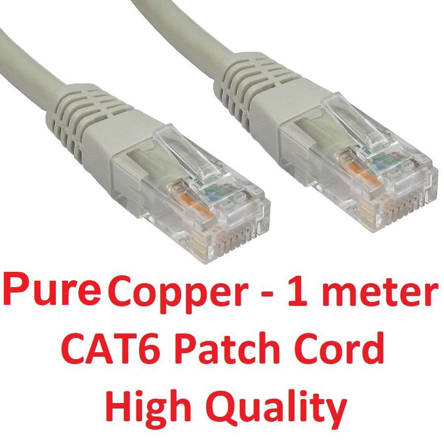 Cat6 UTP Patch Cord RJ45 Network Cable 1 meter High Quality Pure Copper Factory Mold Gray 1 m