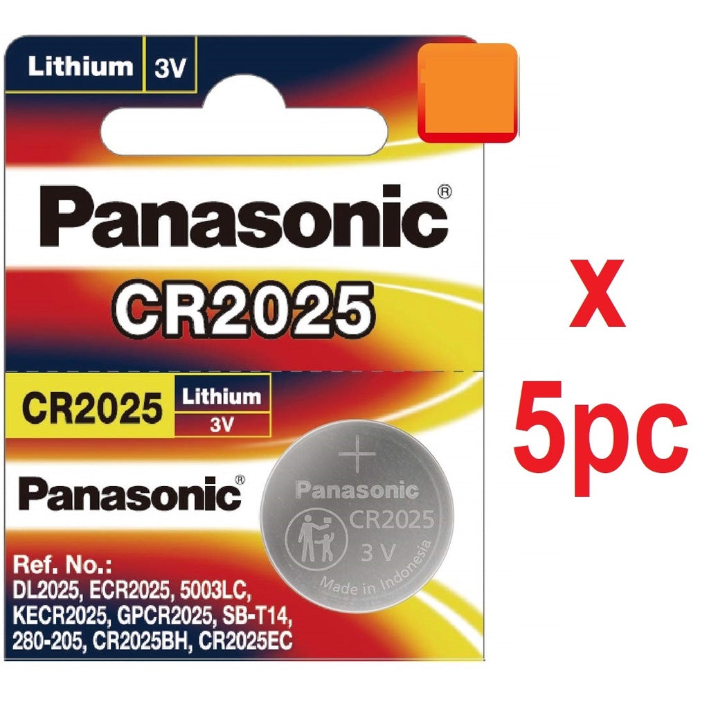 Panasonic CR2025 (5pc) ECR2025 2025 Lithium Coin Cell Button Battery 3V 3 volts