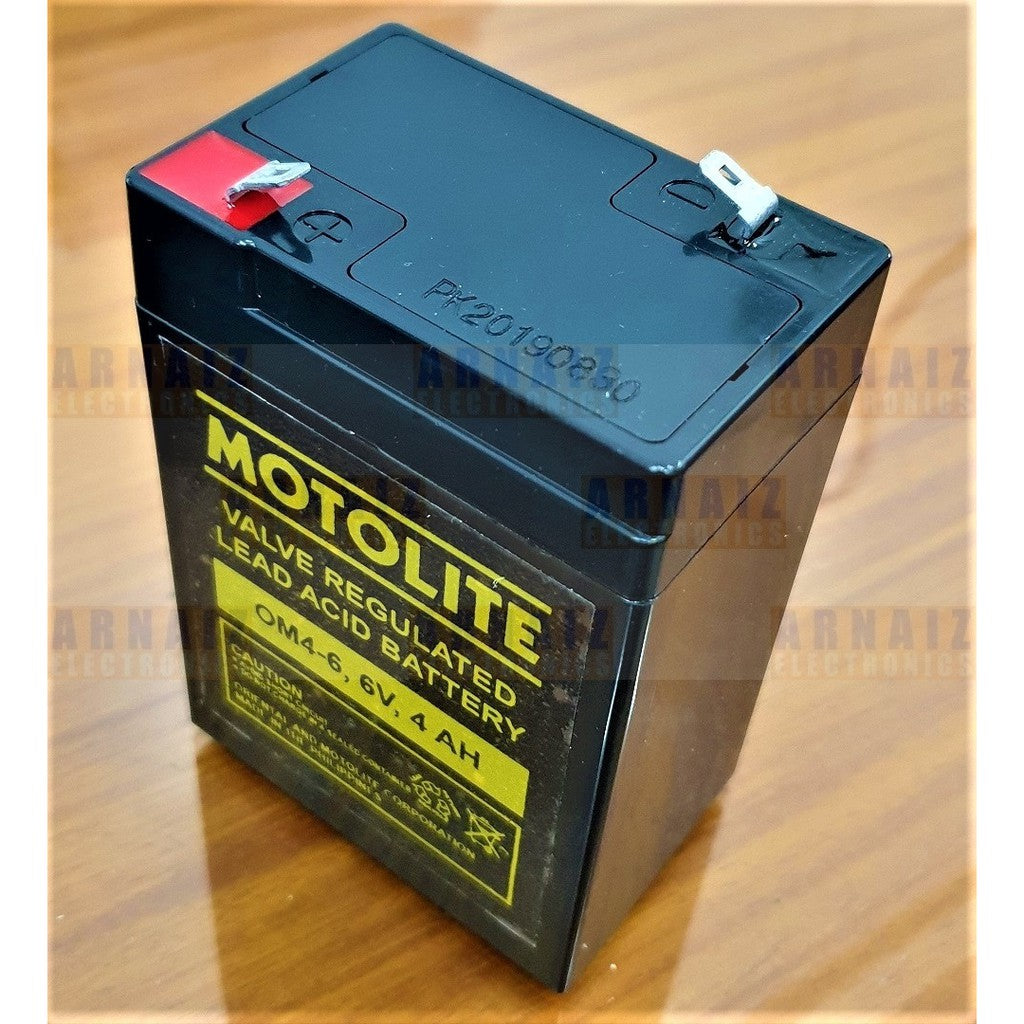 Motolite 6V 4Ah OM4-6 6 Volts 4 Ampere Rechargeable Sealed Lead Acid Battery 6v 4.5Ah Toy Car Batt