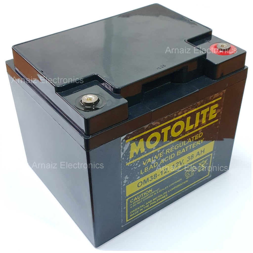 Motolite 12v 38Ah SLA Rechargeable Battery OM38-12 Valve Regulated Sealed Lead-Acid Battery 12 Volts