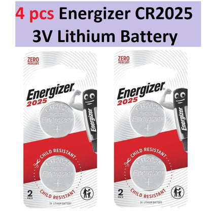 Energizer CR2025 (4 pcs) CR 2025 Battery CR-2025 Coin Cell Button 3V Lithium Batteries