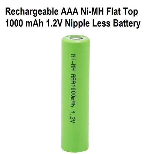 Rechargeable AAA Battery Flat Top Nipple Less Battery Ni-MH 1.2V 1000mAh AAA Batteries