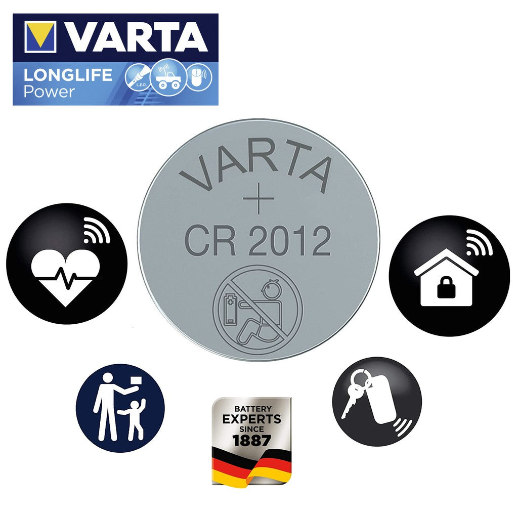 Varta CR2012 (1pc) 3v Lithium Button Cell Battery in Blister Pack Varta CR 2012 Batteries 6012