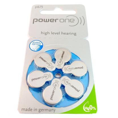 Power One Zinc Air Size 675 PR44 (6 pcs) Hearing Aid Battery Hearing Aid Batteries 1.45V A675 P675