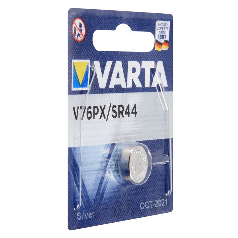 Varta V76PX SR44 (1pc) 1.55v Silver Oxide Button Cell Battery in Blister Pack Varta V 76PX 4075