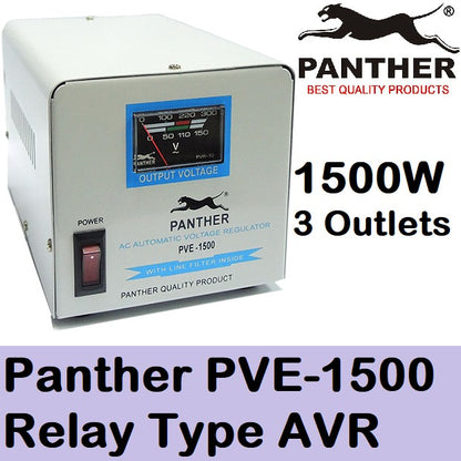 Panther AVR 1500W Relay Type Automatic Voltage Regulator PVE-1500 PC Computer Desktop Laptop TV AVR