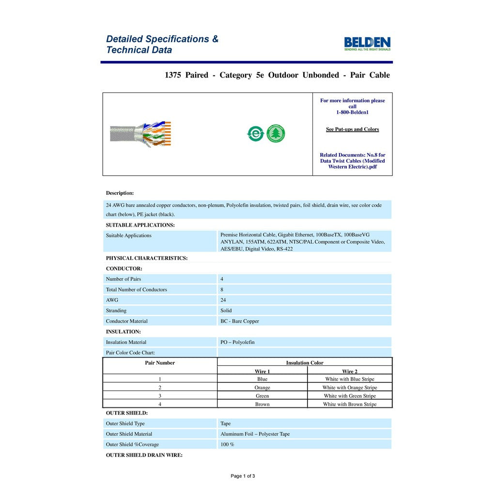 Belden Cat5 CAT5e Outdoor Cable 305meters FTP Foiled Twisted Pair Burial Ethernet Cable Belden 1375