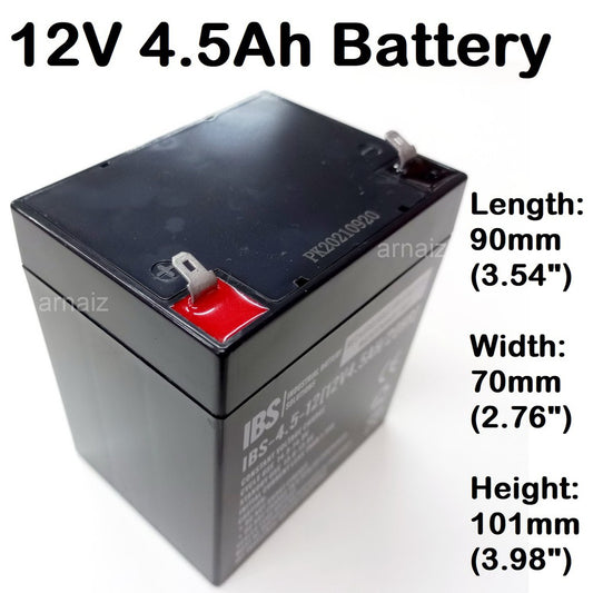 IBS 12V 4.5Ah 20hr Battery 12 Volts 4.5 Ampere UPS replaces 12V 5Ah 5A 12V 4Ah 4A Battery Batteries