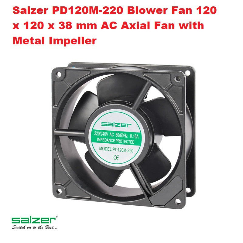 Salzer PD120M-220 Blower Fan 120 x 120 x 38mm AC Axial Fan with Metal Impeller 4.72 x 4.72 x 1.50INC