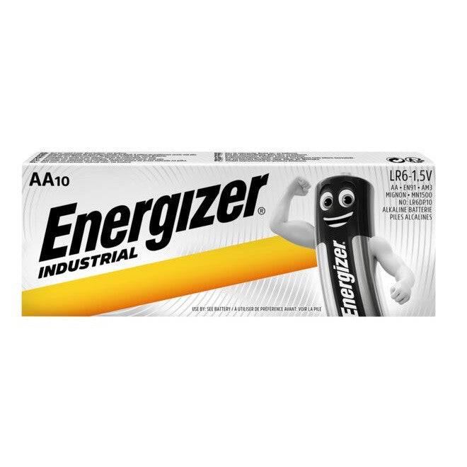 Energizer AA (10pcs) Alkaline Industrial Battery MN1500 1.5V LR6 Batteries 10 pieces per box