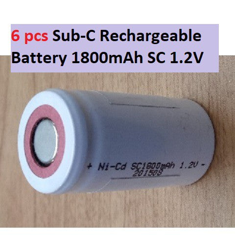 6 pcs Screw Driver Electric Drill SC Batteries 1.2V 1800mah Sub C Ni-Cd Rechargeable Battery SUBC