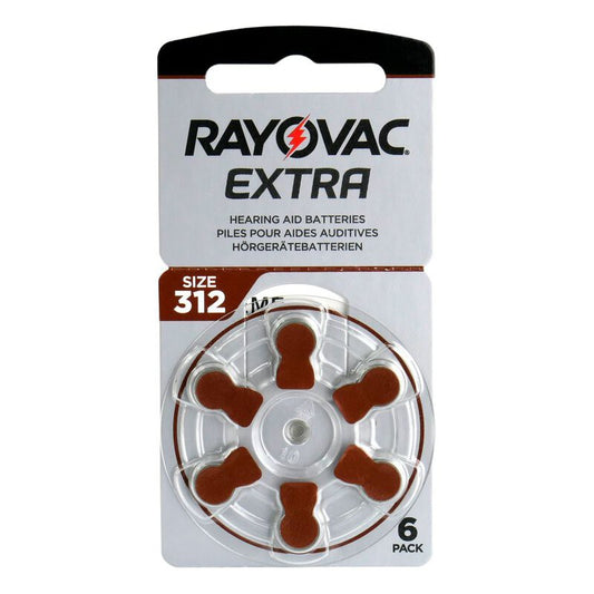 Rayovac Extra Advanced Size 312 PR41 (6 pcs) Hearing Aid Battery Hearing Aid Batteries 1.45V A312