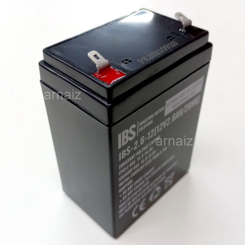 IBS 12V 2.6Ah Battery Rechargeable SLA Sealed Lead Acid Maintenance Free 12 Volts Batteries