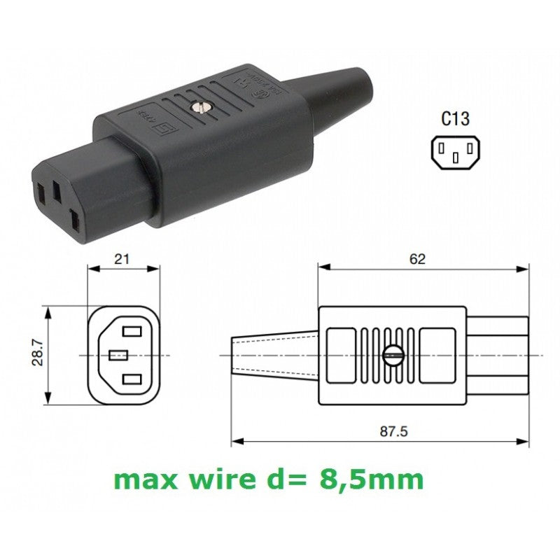 SCHURTER 4782.0000 REWIREABLE CONNECTOR IEC C13