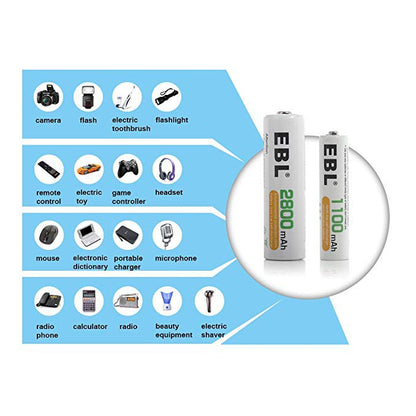 EBL AAA Size AAA (4 pcs) 1100mAh Rechargeable Battery with Case HR03 Rechargeable Batteries