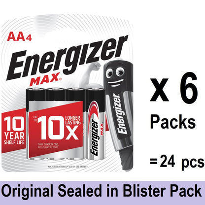 Energizer AA Batteries (24 pcs) Energizer MAX AA Alkaline Battery Original Sealed in Blister Pack