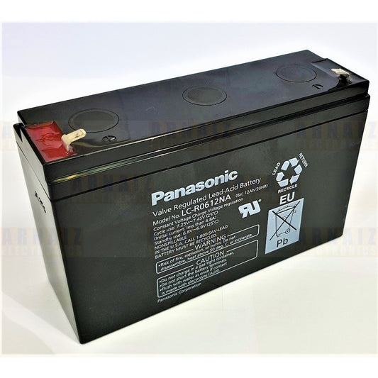 Panasonic 6V 12Ah SLA Rechargeable Battery LC-R0612NA Valve Regulated Sealed Lead-Acid Battery 6v