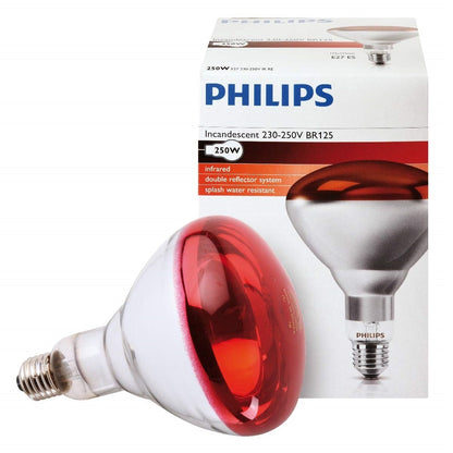 Philips Heat Lamp Bulb RED Infrared Infared Incandescent BR125 IR 150W or 250W E27 Osram Siccatherm