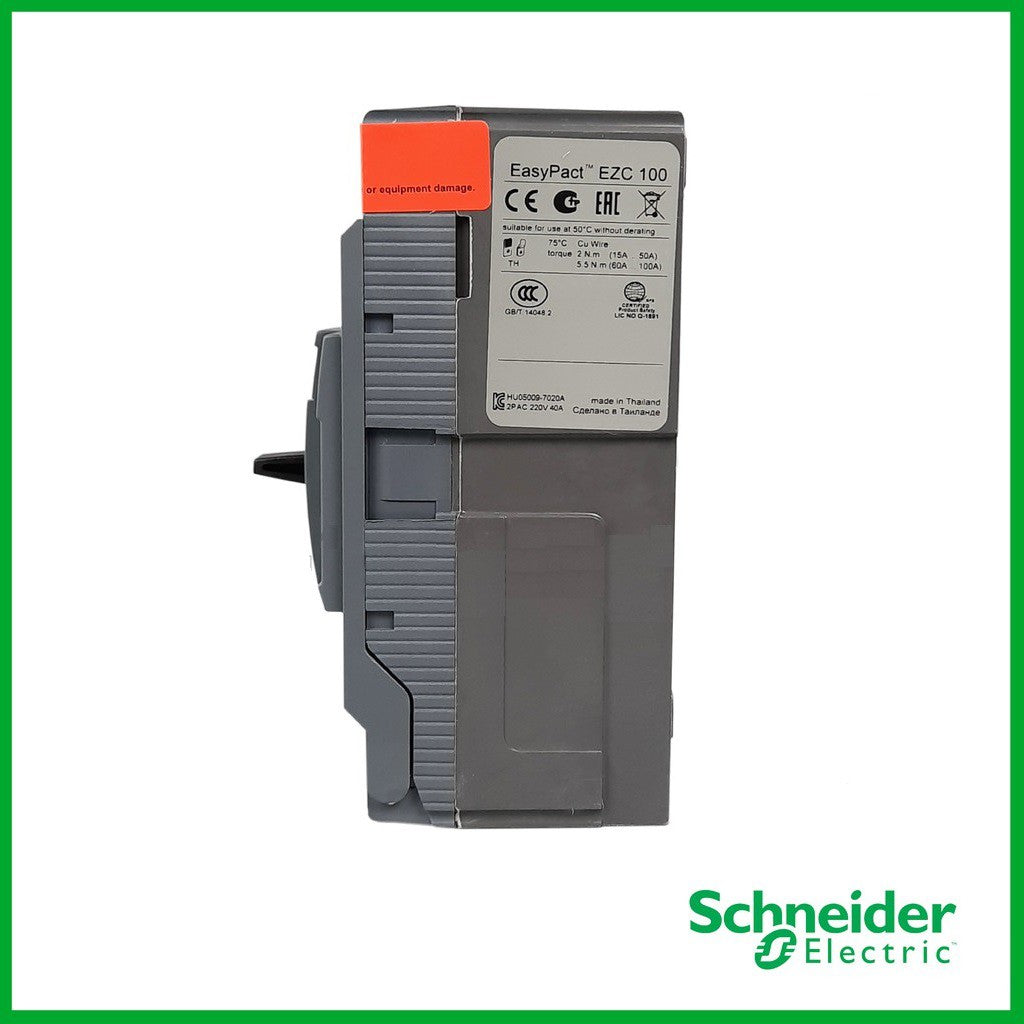 Schneider EZC100H2040 Circuit Breaker Easypact EZC100H 40A 2Poles MCCB