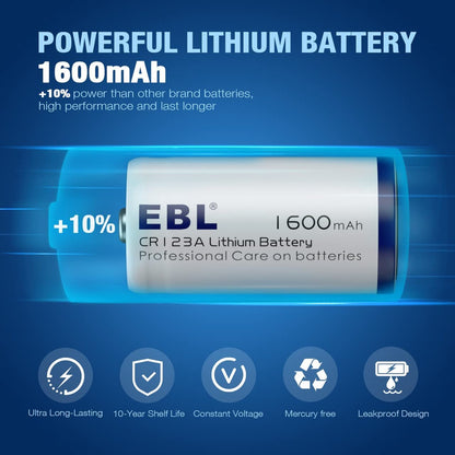 EBL CR123A (4 pcs) Photo Battery LN-CR123 Lithium 3V 1600mAh SINGLE USE 123A 123 Lithium Batteries