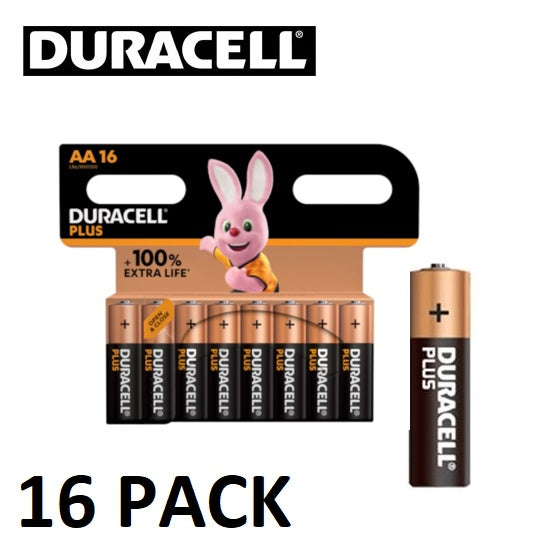 Duracell AA Plus (16pcs) Alkaline Battery MN1500 1.5V LR6 Batteries 16 pieces per Pack BL16