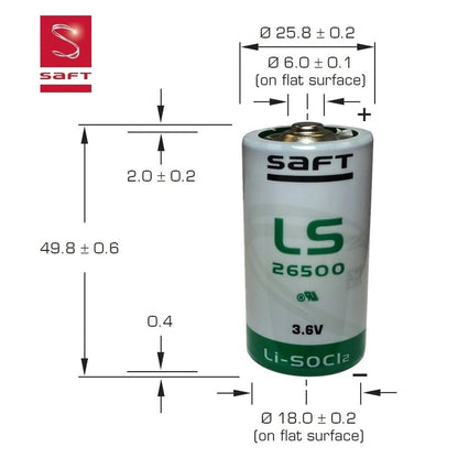 Saft LS26500 3.6v size C Lithium Battery - non Rechargeable