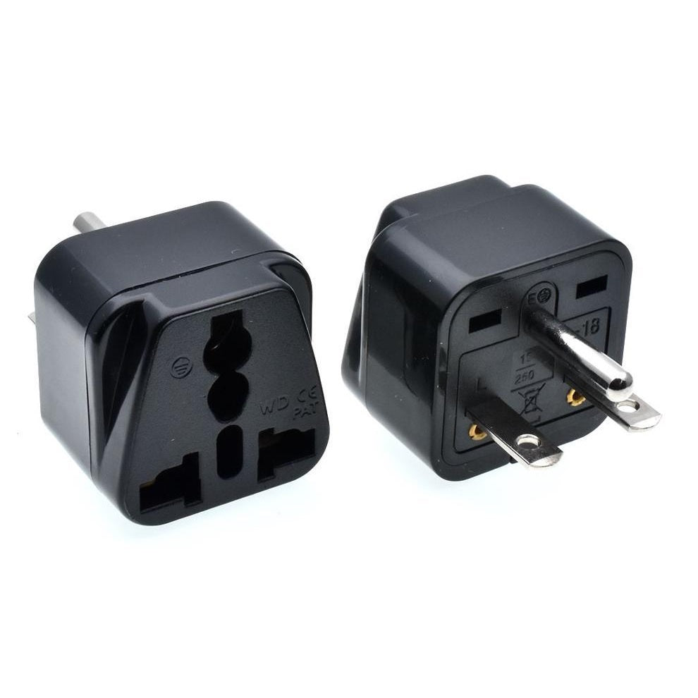 Aircon AC Plug Adapter 1pc Travel Converter Adaptor WA-18 NEMA6-15P to Universal Socket Outlet BLACK