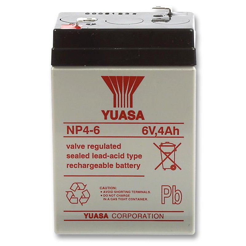 Yuasa 6V 4Ah NP4-6 6 Volts 4 Ampere Rechargeable Sealed Lead Acid Battery Maintenance Free NP 4-6 to