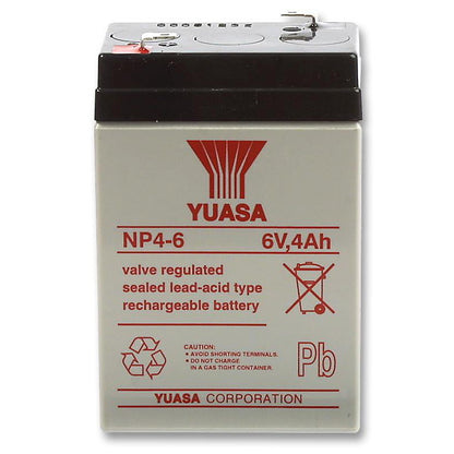 Yuasa 6V 4Ah NP4-6 6 Volts 4 Ampere Rechargeable Sealed Lead Acid Battery Maintenance Free NP 4-6 to