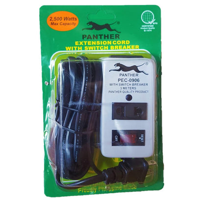 Panther Extension Cord with Switch Breaker 2 Outlet Set 3M PEC-0906