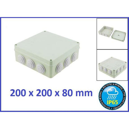 200x200x80mm IP65 Waterproof Outdoor Electrical CCTV Enclosure Square Junction Box White ABS Weather