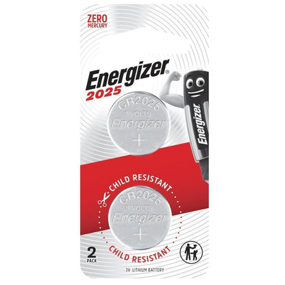 Energizer CR2025 (2 pcs) CR 2025 Battery CR-2025 Coin Cell Button 3V Lithium Batteries