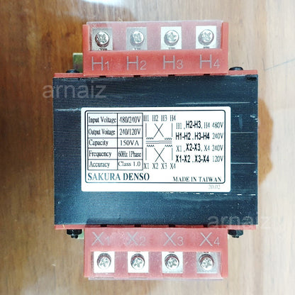 Sakura Denso 150VA 150W Control Transformer, Input 240/480VAC, Output 120/240VAC, Single Phase 60Hz
