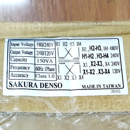 Sakura Denso 150VA 150W Control Transformer, Input 240/480VAC, Output 120/240VAC, Single Phase 60Hz
