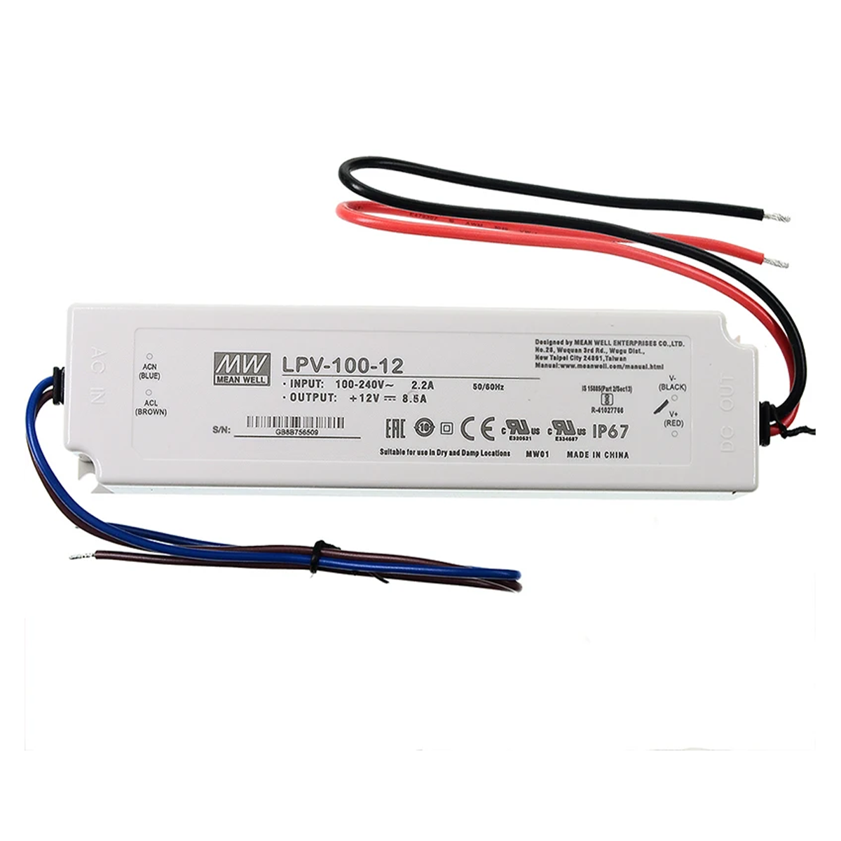 Mean Well LPV-100-12 LED Driver Power Supply 102W 12V Single Output Switching Power Supply AC-DC