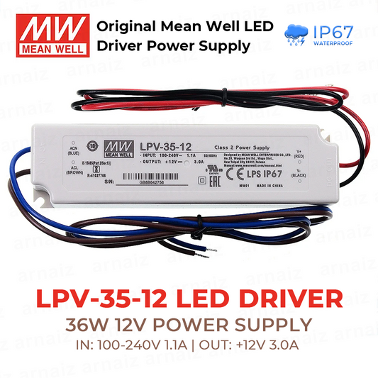 Mean Well LPV-35-12 LED Driver Power Supply 36W 12V Single Output Switching Power Supply AC-DC