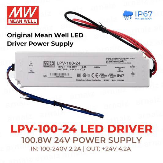 Mean Well LPV-100-24 LED Driver Switching Power Supply 100W 24V Single Output Meanwell AC-DC