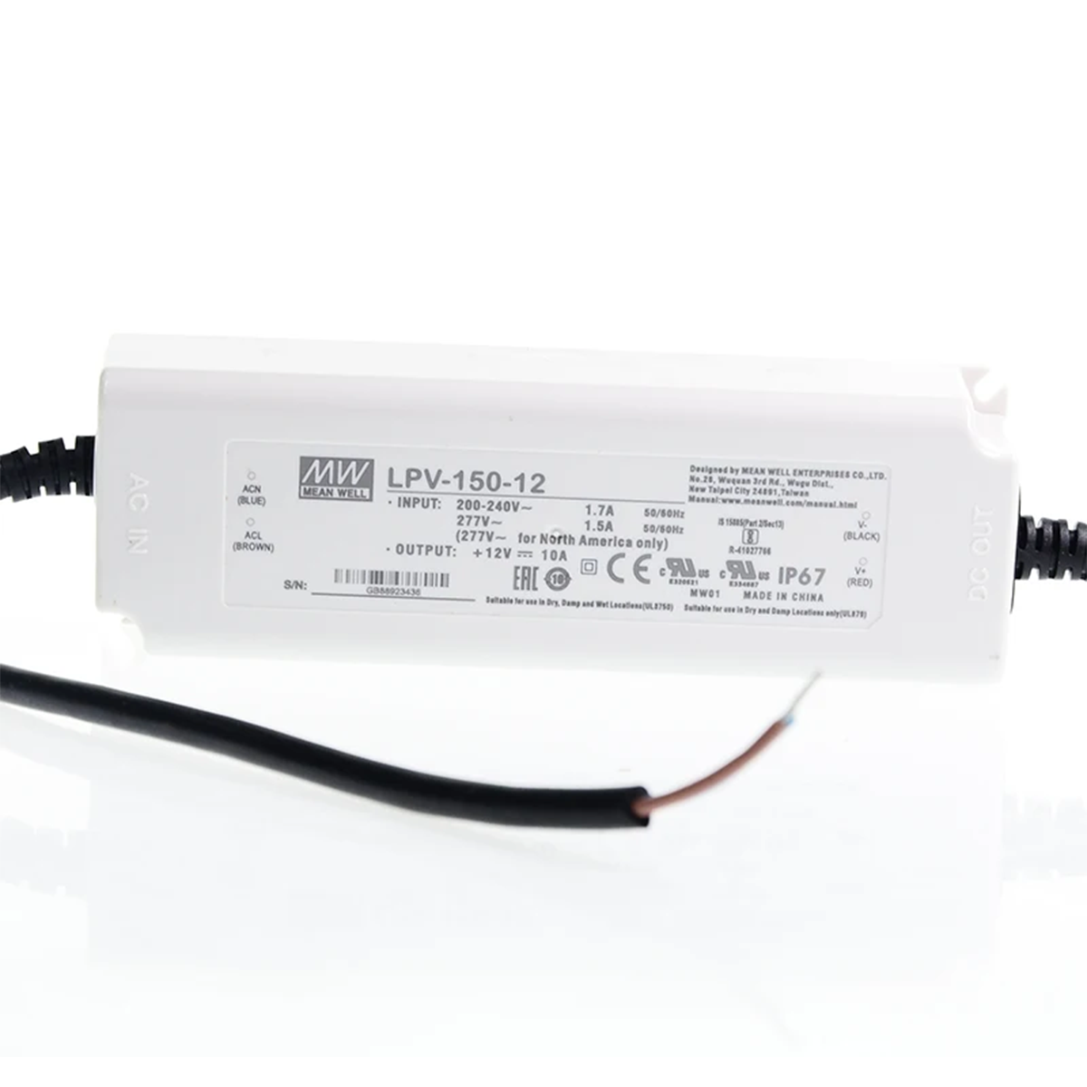 Mean Well LPV-150-12 LED Driver Power Supply 120W 12V Single Output Switching Power Supply AC-DC