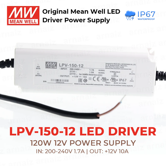 Mean Well LPV-150-12 LED Driver Switching Power Supply 120W 12V Single Output Meanwell AC-DC