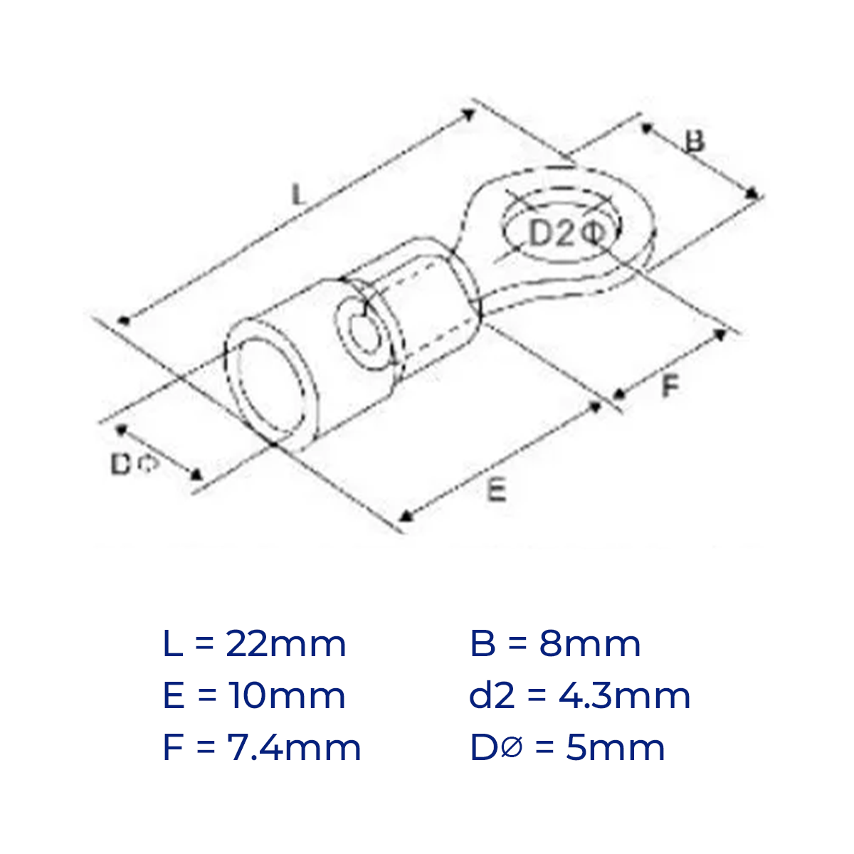 LQD Ring Type Terminals Pack (100 pcs) VF2-4 16-14 AWG 1.5-2.5mm² M4 Insulated Lug Crimp Connector