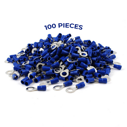 LQD Ring Type Terminals Pack (100 pcs) VF2-4 16-14 AWG 1.5-2.5mm² M4 Insulated Lug Crimp Connector