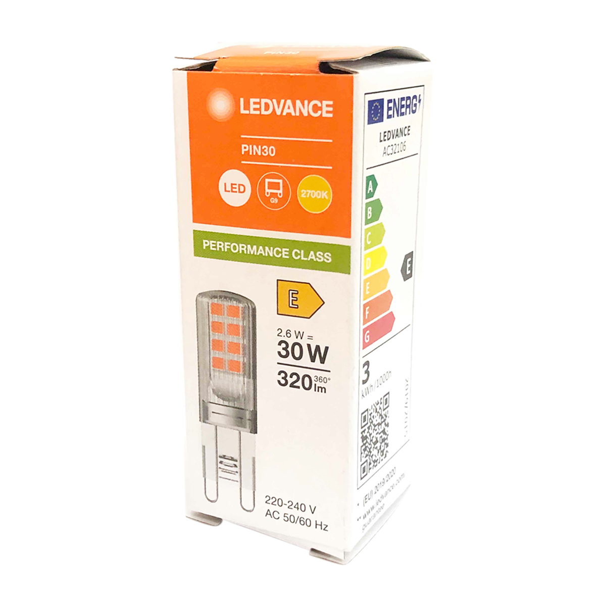 Ledvance PIN 30 LED Lamp 2.6W 2700K Warm White 827 CL Pin Base G9 220-240V AC IP20 Osram Lighting