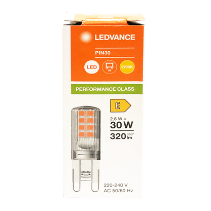 Ledvance PIN 30 LED Lamp 2.6W 2700K Warm White 827 CL Pin Base G9 220-240V AC IP20 Osram Lighting